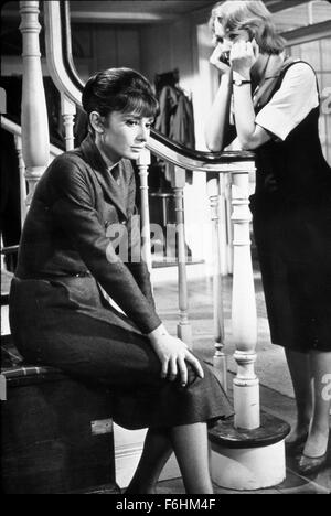 1962, Filmtitel: INFAM, Regie: WILLIAM WYLER, Studio: UA, im Bild: 1962, AUDREY HEPBURN, SHIRLEY MacLAINE, Treppen, verärgert, Melancholie. (Bild Kredit: SNAP) Stockfoto