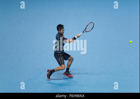 O2 Arena, London, UK. 17. November 2015. Barclays ATP World Tour Finals. Tomas Berdych (CZE) von Kei Nishikori (JPN) im Set Match-3, Tag3 besiegt. Bildnachweis: Sportsimages/Alamy Live-Nachrichten Stockfoto