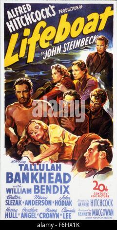 1944, Filmtitel: Rettungsboot, Regie: ALFRED HITCHCOCK, Studio: FOX, im Bild: TALLULAH BANKHEAD, ALFRED HITCHCOCK. (Bild Kredit: SNAP) Stockfoto