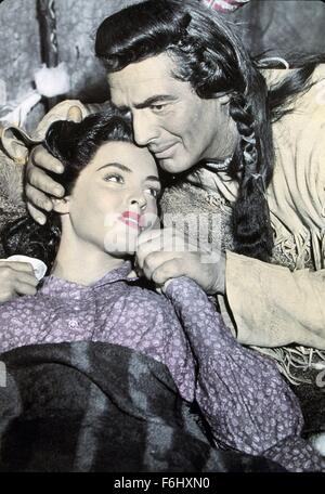 1955, Filmtitel: CHIEF CRAZY HORSE, Regie: GEORGE SHERMAN, Studio: UNIVERSAL, abgebildet: SUZAN BALL, VICTOR MATURE. (Bild Kredit: SNAP) Stockfoto