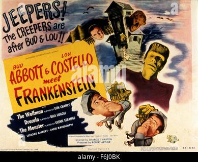 Filmtitel 1948: ABBOTT und COSTELLO treffen FRANKENSTEIN, Regie: CHARLES T BARTON, Studio: UNIV, abgebildet: ABBOTT & COSTELLO, CHARLES T BARTON, COMEDY (SLAPSTICK), FRANKENSTEIN. (Bild Kredit: SNAP) Stockfoto