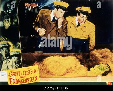 Filmtitel 1948: ABBOTT und COSTELLO treffen FRANKENSTEIN, Regie: CHARLES T BARTON, Studio: UNIV, abgebildet: BUD ABBOTT, CHARLES T BARTON, COMEDY (SLAPSTICK), LOU COSTELLO, FRANKENSTEIN, HORROR (Komödie). (Bild Kredit: SNAP) Stockfoto