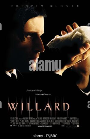 Erscheinungsdatum: 14. März 2003. FILMTITEL: Willard. STUDIO: Lions Gate Studios. PLOT: Ein junger Mann mit einer ungewöhnlichen Verbindung mit Ratten werden verwendet, die ihnen bei seinem soziopathischen besitzen. Bild: Filmplakat: CRISPIN GLOVER als WILLARD. Stockfoto