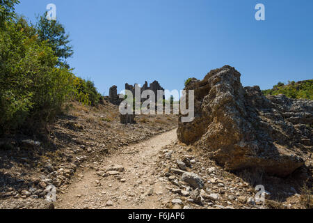 Ruinen von Aspendos. Im Hintergrund. Basilika. Turkei. Stockfoto
