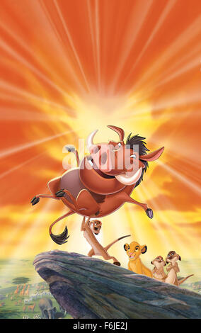 Datum der Freigabe: 10. Februar 2004. FILMTITEL: König der Löwen 1,5. STUDIO: Walt Disney Pictures. PLOT: Timon und Pumbaa beginnen, den Originalfilm von König der Löwen zu sehen, aber Timon hält um vorzuspulen, wenn sie hereinkommen, beharren, weil sie am Anfang der Geschichte oder überall bis zur Halbzeit gesehen waren nicht. Pumbaa schlägt erzählen dem Publikum ihre Geschichte, die beginnt, bevor Simbas Reise beginnt. Auf diese Weise wir treffen Timons Mutter und Onkel Max, entdecken Sie, warum verließ er seine Erdmännchen-Kolonie, wo er Hakuna Matata lernte, trifft wie er Pumbaa und die Gefahren, die sie antrafen, während searchin Stockfoto