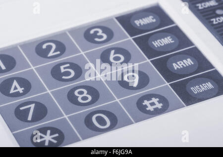 Nahaufnahme von Haus Alarm System Tastatur Stockfoto