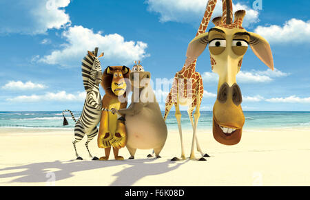 Erscheinungsdatum: 27. Mai 2005. FILMTITEL: Madagaskar. STUDIO: DreamWorks SKG. PLOT: In New York sind Central Park Zoo, ein Löwe, ein Zebra, eine Giraffe und ein Nilpferd beste Freunde und Stars der Show. Aber wenn eines der Tiere aus ihrem Käfig verloren geht, die anderen drei befreien, ihn, nur um sich wieder vereint... auf einem Schiff auf dem Weg nach Afrika zu suchen. Wenn ihr Schiff gekapert wird, erfahren Sie jedoch die Freunde, die alle in Gefangenschaft aufgewachsen sind, aus erster Hand wie das Leben in der Wildnis sein kann. IM BILD:. Stockfoto