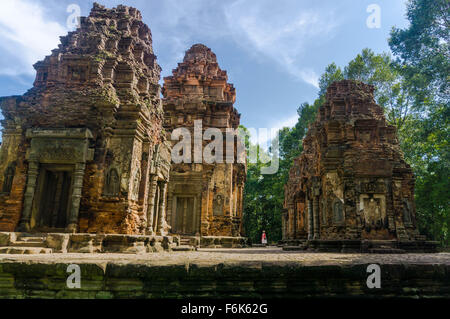 Siem Reap, Kambodscha: Ruinen des 9. Jahrhunderts Teil der Rolous Gruppe der Tempel Preah Ko. Stockfoto