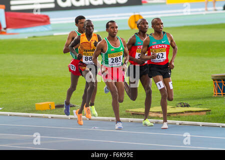 Yingrem Demelash ETH, Philemon Kipchilis, Geofrey Kirui, Kenia, 10000m, Junior Leichtathletik-Weltmeisterschaften, 2012, Barcelona-Spanien Stockfoto