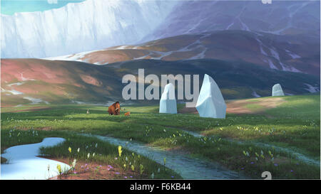 Erscheinungsdatum: 14. März 2006. FILMTITEL: Ice Age 2: die Kernschmelze. STUDIO: Amaze Entertainment. PLOT: Dieses Spiel ist ein Spin-off des Films Ice Age: The Meltdown und gesehen durch die Augen von Scrat das Säbelzahn-Eichhörnchen. Scrat macht seinen Weg auf der Suche nach mehr und mehr Eicheln und verschiedene Muttern als er, wie alle anderen der Megafauna der Eiszeit macht es für die Sicherheit vor der herannahenden Flut. IM BILD:. Stockfoto