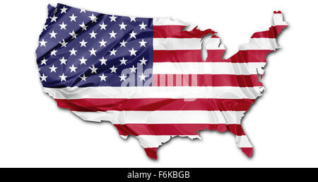 Karte von Usa-Flagge Stockfoto