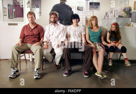 12. Juli 2006; Los Angeles, Kalifornien, USA; (L-R): Schauspieler GREG KINNEAR als Richard, STEVE CARELL als Frank, PAUL DANO als Dwayne, TONI COLLETTE als Sheryl und ABIGAIL BRESLIN als Olive in der Jonathan Dayton und Valerie Faris gerichtet Komödie/Drama, "Little Miss Sunshine." 26. Juli 2006 freigegeben werden soll. Obligatorische Credit: Foto von Fox Searchlight Pictures. (c) Copyright 2006 von mit freundlicher Genehmigung von Fox Searchlight Pictures Stockfoto