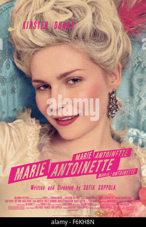 Datum der Freigabe: 20. Oktober 2006. FILMTITEL: Marie Antoinette. STUDIO: Columbia Pictures. PLOT: Die Nacherzählung von Frankreich ist ikonischen aber unglücklichen Königin Marie Antoinette. Von ihrer Verlobung und Heirat mit Louis XVI um 15 Uhr zu ihrer Regierungszeit als Königin um 19 Uhr und ihrer Enthauptung 1793 im Alter von 38 Jahren. IM BILD:. Stockfoto