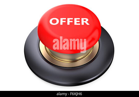 Bieten Sie rote Taste isoliert auf weißem Hintergrund Stockfoto