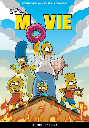 Erscheinungsdatum: 27. Juli 2007. FILMTITEL: Die Simpsons – der Film - STUDIO: Akom Production Company. ORIGINAL-Artworks von: Matt Groening. PLOT: Nachdem Homer versehentlich die Stadt Wasserversorgung verschmutzt, Springfield ist umhüllt von einer gigantischen Kuppel von der EPA und der Simpsons-Familie werden Flüchtlinge deklariert. Im Bild: Filmplakat. Stockfoto