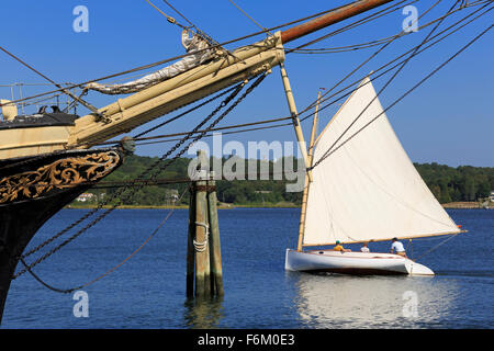 Segelboot, Mystic River, Mystic, Connecticut, USA Stockfoto