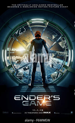 Datum der Freigabe: 1. November 2013 Film Titel: Ender es Game STUDIO: Summit Entertainment Regie: Gavin Hood PLOT: 70 Jahre nach einem schrecklichen alien Krieg eine ungewöhnlich begabten Kindes an eine erweiterte Militärschule in Raum zur Vorbereitung einer zukünftigen Invasion Bild gesendet: Plakat (Credit: C Summit Entertainment/Unterhaltung Bilder) Stockfoto