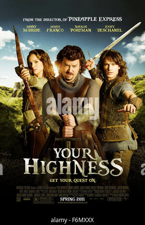 Erscheinungsdatum: 8. April 2011 Film Titel: Your Highness-STUDIO: Universal Bilder Direktor: David Gordon Green PLOT: Wenn Prinz Fabious Braut entführt, er geht auf die Suche nach Ihren... begleitet von faul nutzlos Bruder Thadeous Bild retten: (L, R) JAMES FRANCO als Fabious, NATALIE PORTMAN als Isabella und DANNY MCBRIDE als Thadeous (Credit Bild: C Universal Pictures/Entertainment Pictures) Stockfoto