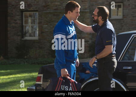 Erscheinungsdatum: 14. November 2014 Titel: Foxcatcher STUDIO: Sony Bilder Classics DIRECTOR: Bennett Miller PLOT: die Geschichte der Olympischen Wrestling Champion Mark Schultz und wie paranoid schizophren John DuPont tötete seinen Bruder, Olympic Champion Dave Schultz abgebildet: CHANNING TATUM als Mark Schultz und MARK RUFFALO als David Schultz (Credit: C Sony Bilder Classics/Entertainment Pictures) Stockfoto