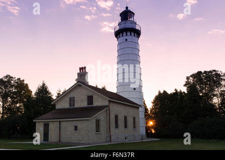 USA, Wisconsin, Door County, Cana-Insel-Leuchtturm im Morgengrauen Stockfoto