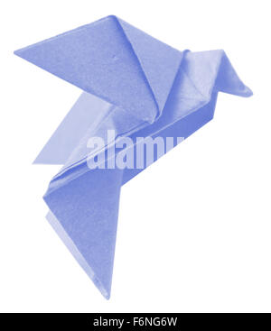 Origami gelben Vogel isoliert auf weiss Stockfoto