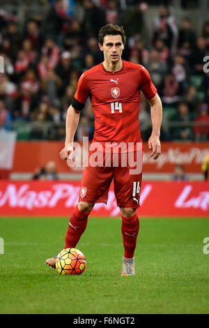 Wroclaw, Polen. 17. November 2015. Internationaler Fußball Freundschaftsspiel: Polen vs. Tschechische Republik. In Aktion Kamil Vacek Credit: Piotr Dziurman/Alamy Live News Stockfoto