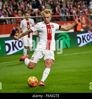 Wroclaw, Polen. 17. November 2015. Internationaler Fußball Freundschaftsspiel: Polen vs. Tschechische Republik. In Aktion Kamil Grosicki Credit: Piotr Dziurman/Alamy Live News Stockfoto