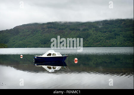 Malerisch und Tranqill Wasser des Loch Arkaig in den Highlands von Schottland.  Ruhige Gewässer geben perfekte Reflexionen Stockfoto