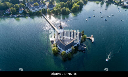 Burg Schloss Ort in Gmunden-Österreich-Europa - Blick vom Himmel Stockfoto