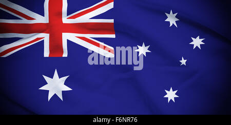 Wellig und wellige Nationalflagge Australien Hintergrund. Stockfoto