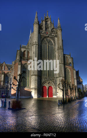 Diese gotische Kirche ist Hooglandse Kerk, Leiden. Stockfoto