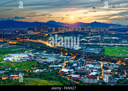 Stadtbild von Yuen Long, Hong Kong. Stockfoto