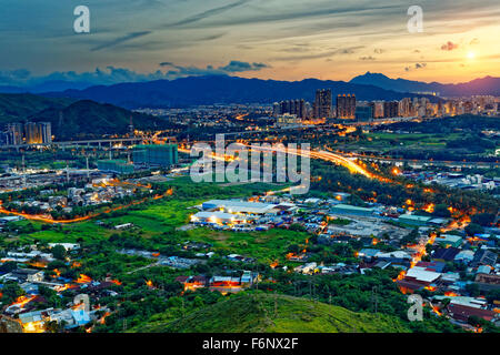 Stadtbild von Yuen Long, Hong Kong. Stockfoto