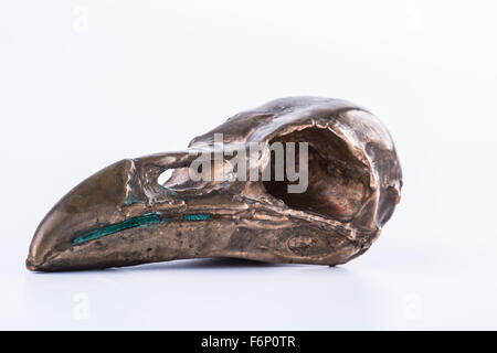 isolierte Messing Krähe scull Stockfoto