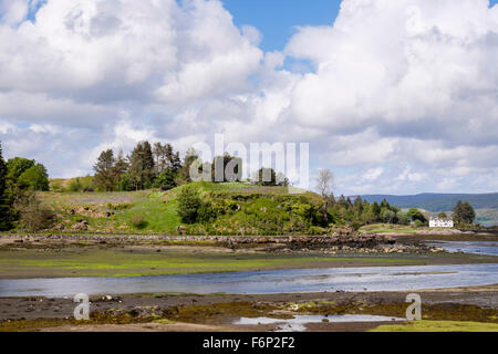 Blick über die Flussmündung, Aros Burgruine in der Nähe von Salen Isle of Mull Argyll & Bute Inneren Hebriden Western Isles Scotland UK Stockfoto