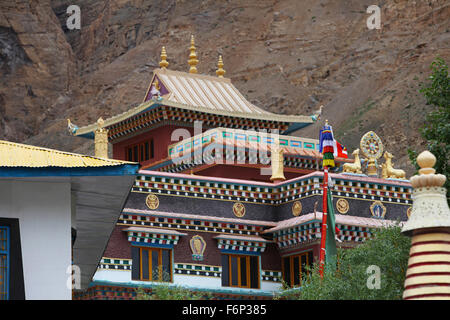 SPITI VALLEY - Ansicht von Kaza Kloster in Kaza Dorf, Himachal Pradesh, Indien Stockfoto