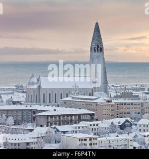 Kirchliche Winter Hallgrimskirkja, Reykjavik, Island Stockfoto