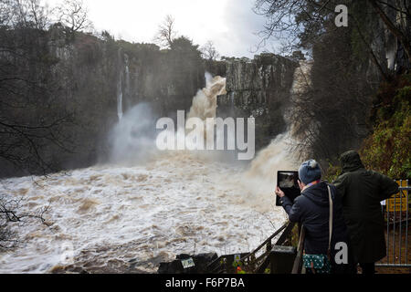 Teesdale, County Durham UK. 18. November 2015. Großbritannien Wetter.  Hohe Kraft auf dem River Tees heute Nachmittag als Starkregen verursacht Pegelstände der Flüsse steigen in Nord-Ost England Credit: David Forster/Alamy Live News Stockfoto