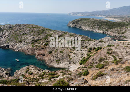 Cala Pedrosa und Cala Jugadora; Cap de Creus Naturpark (Kap Creus). Stockfoto