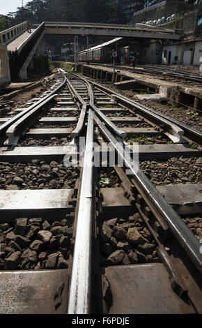 Schmalspur der Kalka-Shimla-Bahn am Bahnhof Shimla Stockfoto