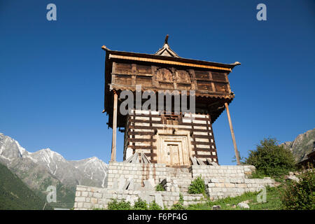 Buddhistischen Tempel Chitkul auf dem letzten bewohnten Dorf an der Grenze von Indo-China Himachal Pradesh, Nordindien Stockfoto