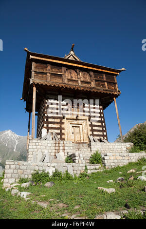 Buddhistischen Tempel Chitkul auf dem letzten bewohnten Dorf an der Grenze von Indo-China Himachal Pradesh, Nordindien Stockfoto