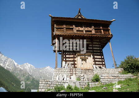 Buddhistischen Tempel Chitkul auf dem letzten bewohnten Dorf an der Grenze von Indo-China Himachal Pradesh, Nordindien Stockfoto