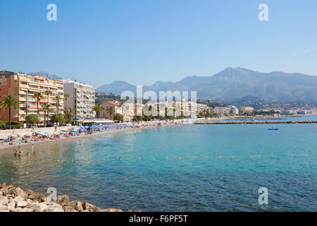 Cap Martin Roquebrune Küste, blauen Meer von Côte d ' Azur an einem sonnigen Tag, Frankreich Stockfoto