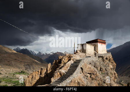 10. Jahrhundert buddhistische Kloster am Dhankar in der Himalaya-Region von Himachal Pradesh, Indien Stockfoto