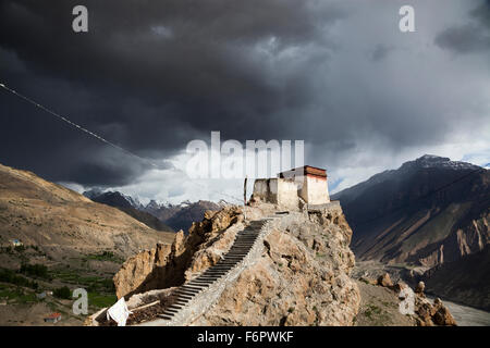 10. Jahrhundert buddhistische Kloster am Dhankar in der Himalaya-Region von Himachal Pradesh, Indien Stockfoto