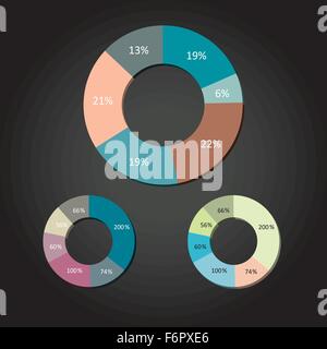 Moderne Wohnung Design Vektor Kreisdiagramme in verschiedenen Farben Stock Vektor