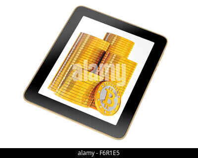 Tablet - Bitcoin Stockfoto