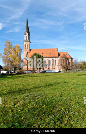 St.-Nikolaus-Kirche, Ubersee, Chiemgau, Oberbayern, Deutschland, Europa. Stockfoto