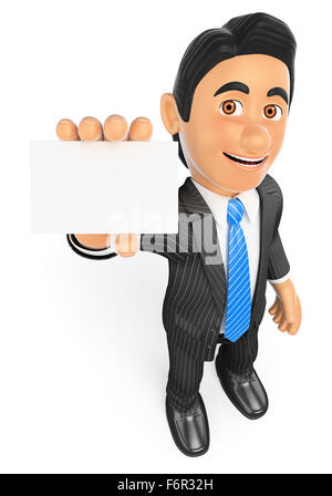 3D Geschäftsleute. Geschäftsmann mit einer leeren Karte ausfüllen. Isolierten weißen Hintergrund. Stockfoto